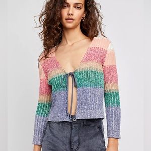 Free People “Trouble Maker Cardi” Multicolor Long Sleeve Cardigan Size XS